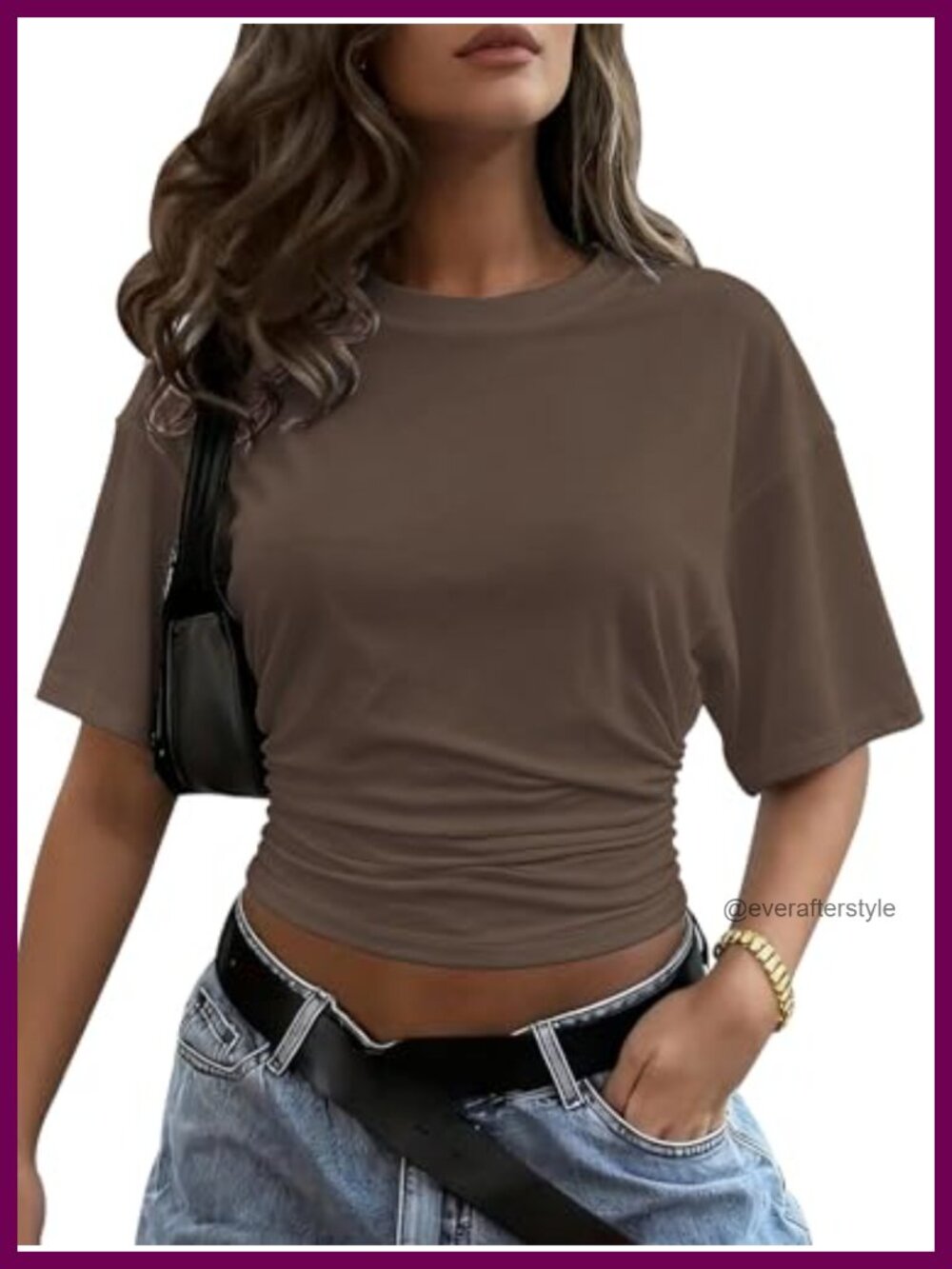 Women's Crop Cinched Waist Ruched Half Sleeve Y2K Summer Top